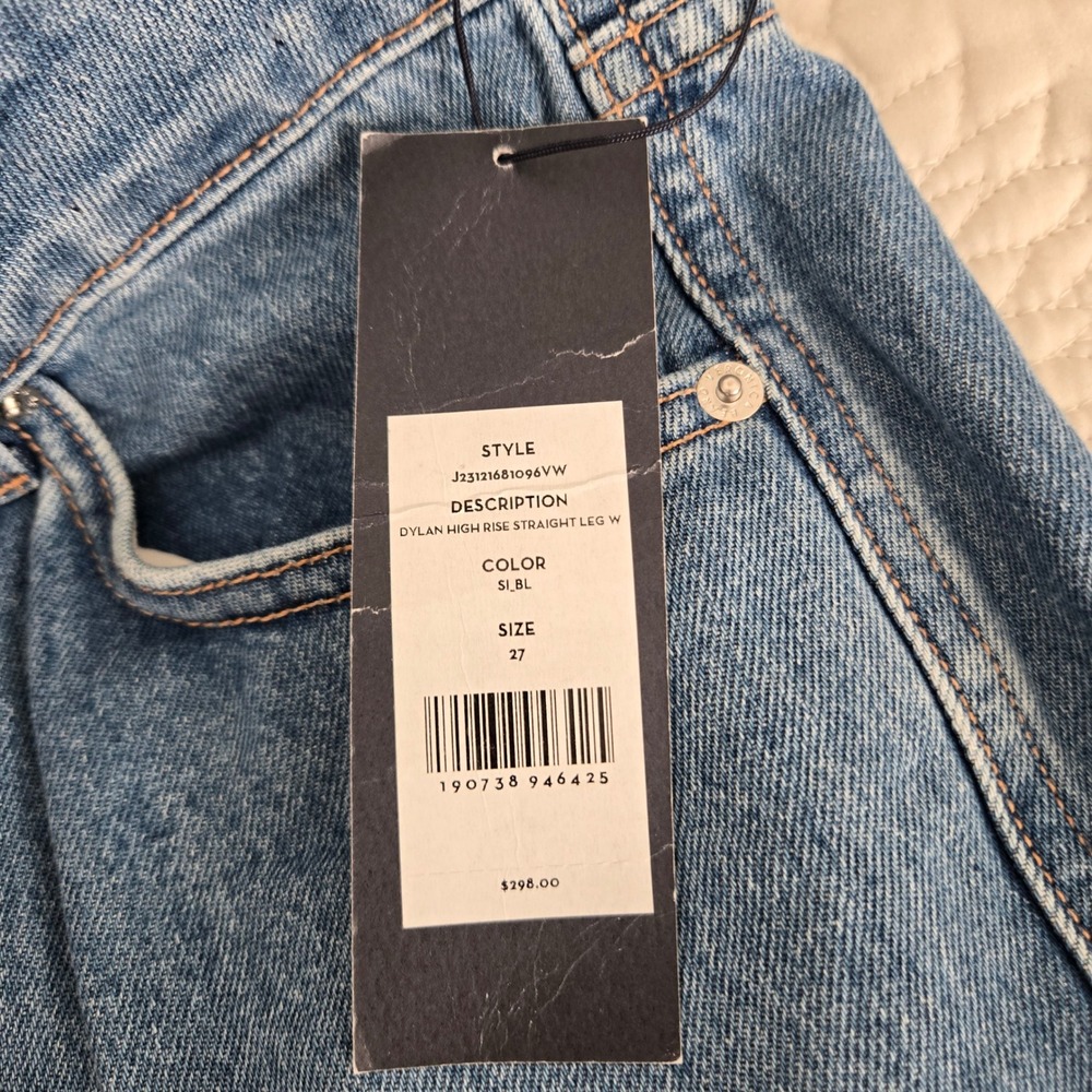 Veronica Beard Dylan High Rise Full Length Straight Leg Jeans 27 Cuffed NWT - Picture 9 of 9